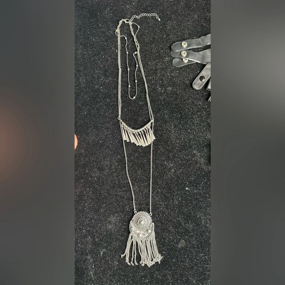 Multi Strand Silver‎ Tone Necklace